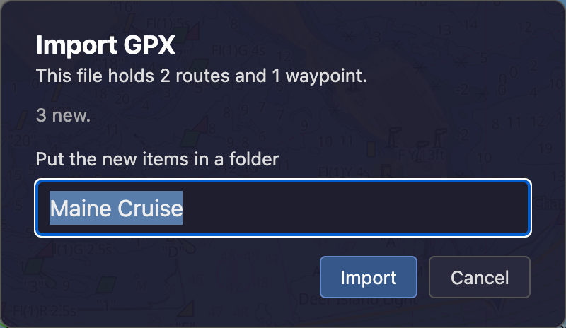 The import dialog