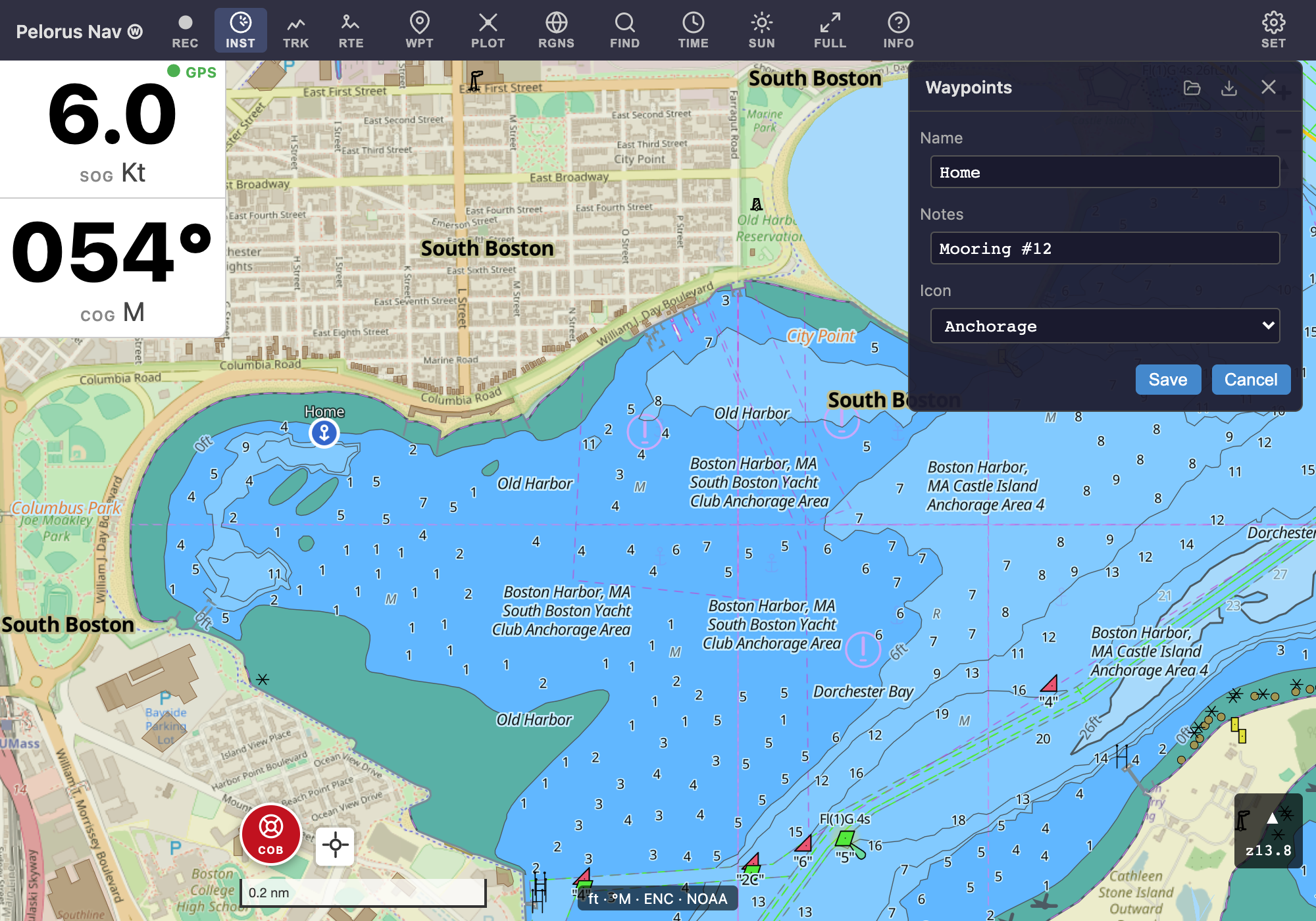 Editing the home-port waypoint