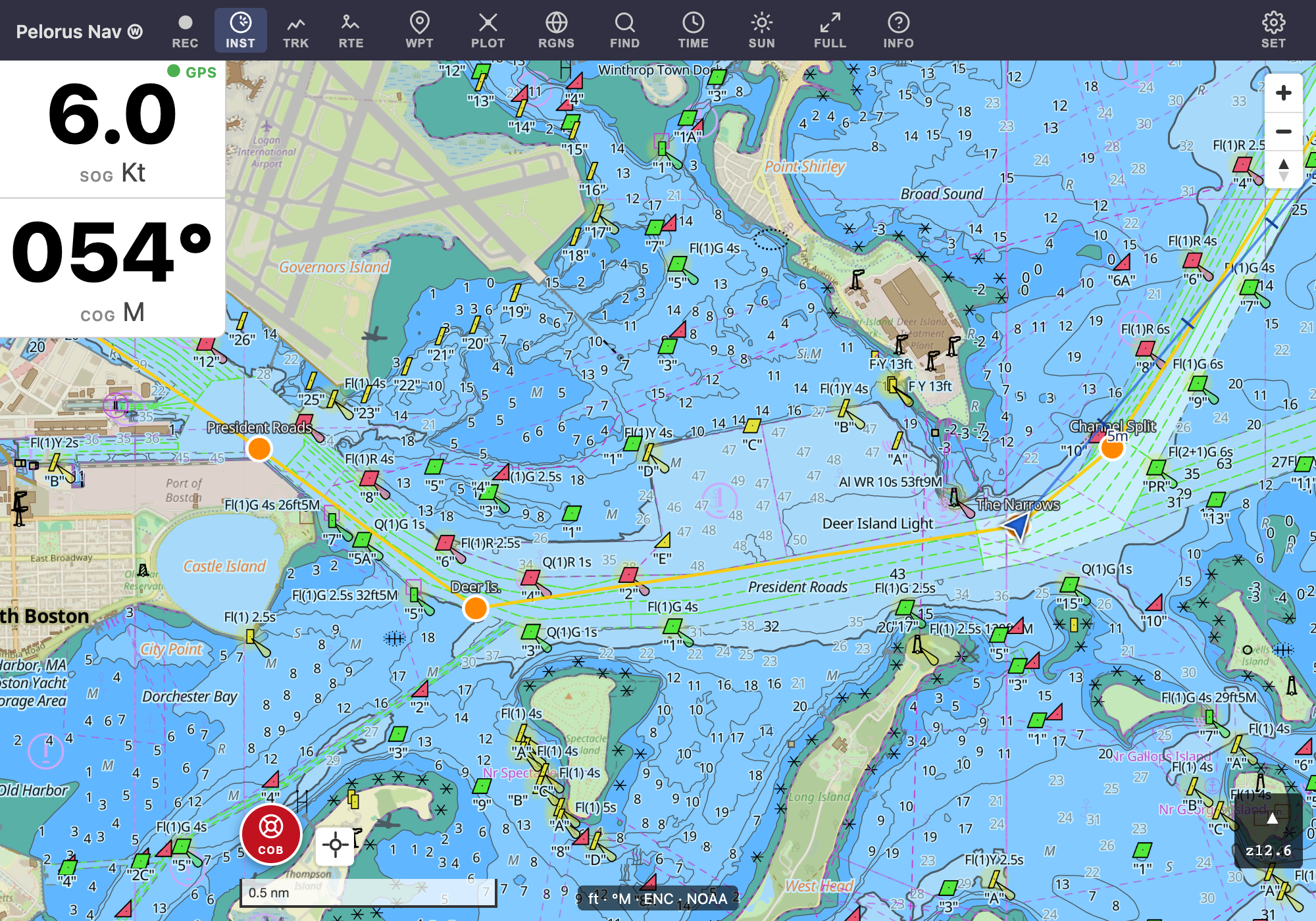 Pelorus Nav showing Boston Harbor