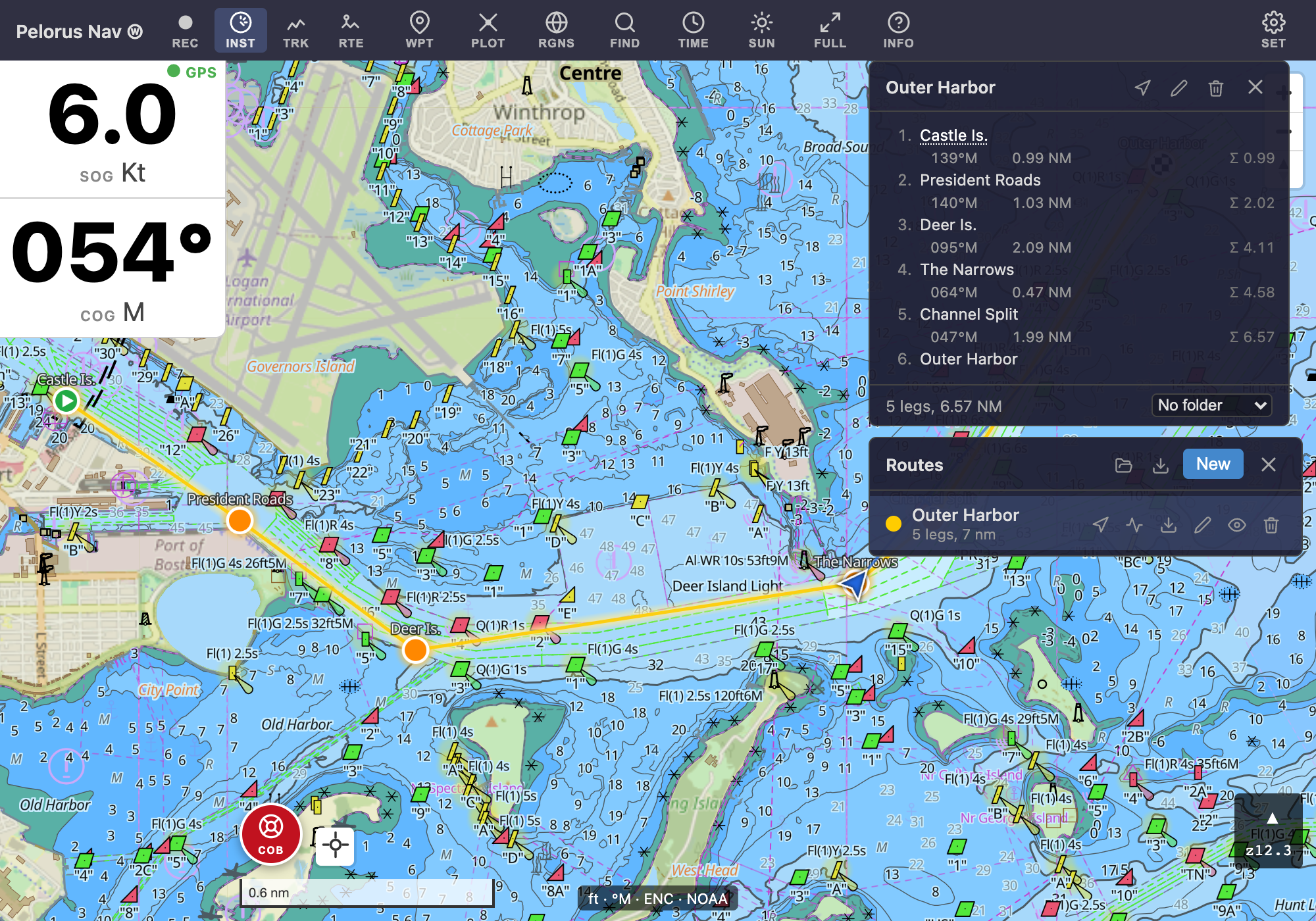 The Routes panel and route detail